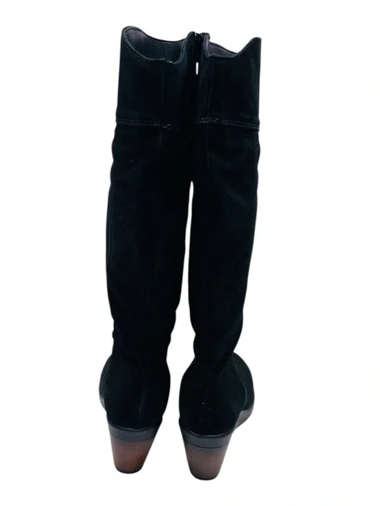 Black Suede Platform Wedge Knee High Women's Boots 37 Built-in crampons - Picture 6 of 8